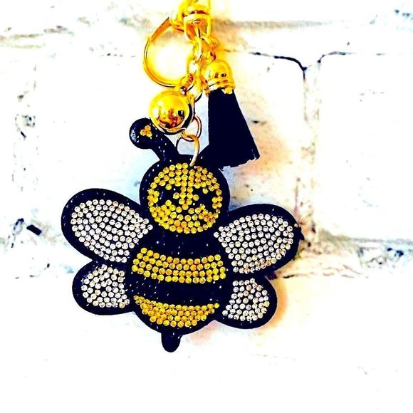 NEWÂ Rhinestone Bumble bee Keychain Purse Charm, Puffy, Tassel - OS - Picture 3 of 5